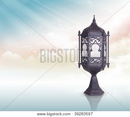 라마단 램프 인사말 개념 클리핑 경로 포함