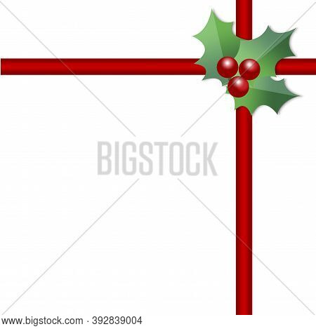 Beautiful Red Ribbon, Great Design For Any Purposes. Invitation Card On White Backdrop. Stock Image.