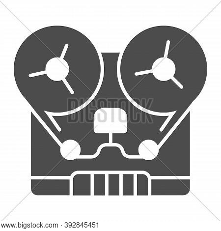 Retro Tape Recorder Solid Icon, Sound Design Concept, Portable Recording Studio Sign On White Backgr