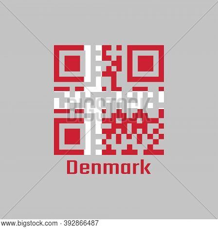 Qr Code Set The Color Of Denmark Flag. It Is Red With A White Scandinavian Cross That Extends To The