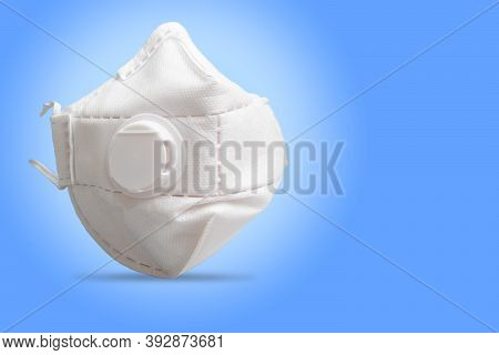 White N95 Mask On Blue Background, N95 Respirator With Ventilation Valve, Anti-haze Mask,