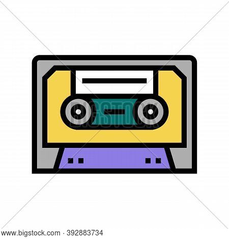 Audio Casette Color Icon Vector. Audio Casette Sign. Isolated Symbol Illustration