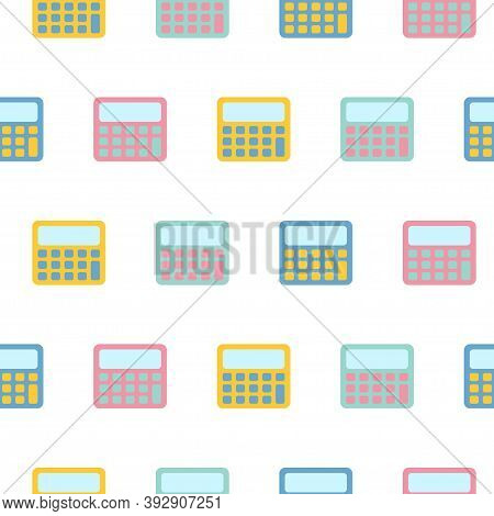 Pattern Of The Contour Illustration Of The Calculator. Vector Illustration On A White Isolated Backg