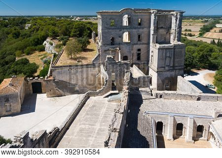 Montmajour,france-august 14,2016:the Abbey Of St. Peter In Montmajour Is A  Large Fortified Monaster