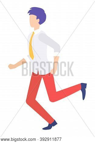 Businessman Running Forward Abstract Vector Illustration Character In Flat Design Business Man. Pers