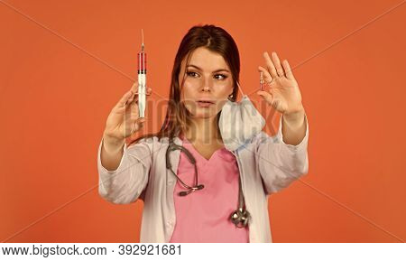 Modern Medicines. Pain Reliever Injections. Anesthesia Injections. Nurse With Syringe. Painless Medi