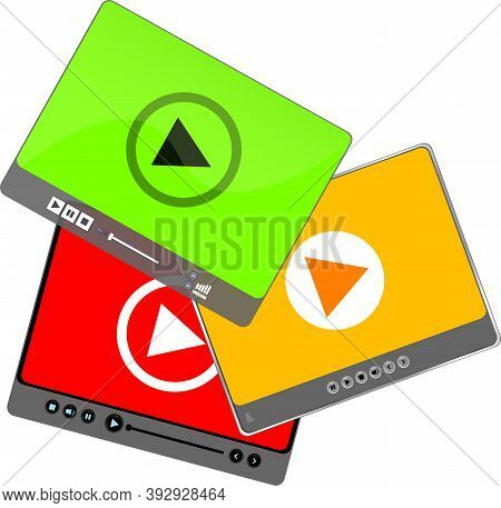 Media Video Player Interface Set. Play Web Media Player Icon. Media Player Set.