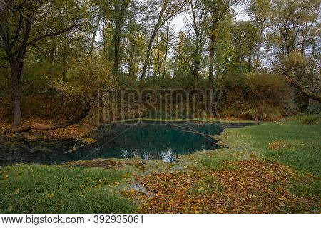 Sulphurous Water Springs In Lavino In Autumn In Abruzzo In Italy