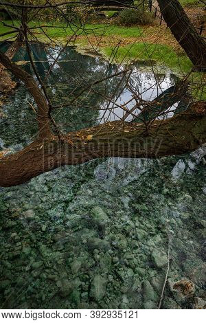 Sulphurous Water Springs In Lavino In Autumn In Abruzzo In Italy