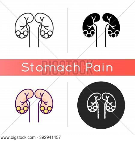 Kidney Stone Disease Icon. Dissolved Minerals And Salts. Urolithiasis. Blocked Ureter. Waste Product