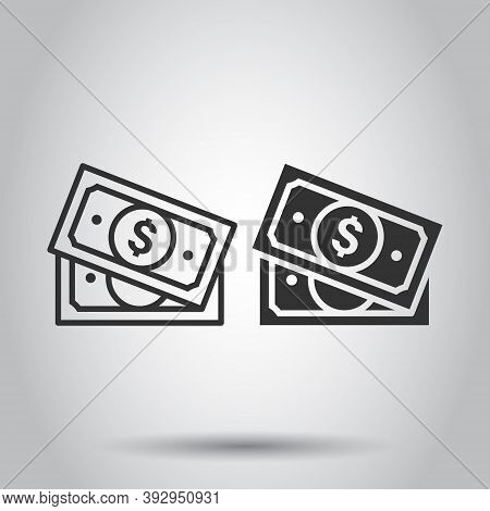 Money Currency Banknote Icon In Flat Style. Dollar Cash Vector Illustration On White Isolated Backgr