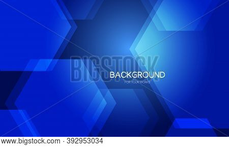 Blue Abstract Background With Hexagon Shapes Composition. Vector Illustration.