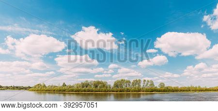 Rechytsa, Gomel Region, Belarus Dnieper River European Nature. Panorama.
