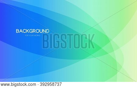 Abstract Background Vector Illustration. Gradient Blue, Green With Curve Lines.