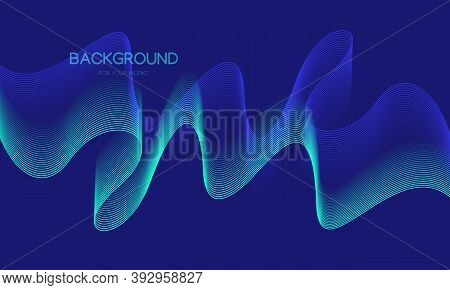 Abstract Background Vector Illustration. Dark Blue With Glow Curve Lines.