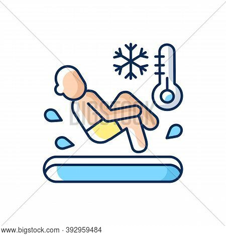 Polar Bear Plunge Rgb Color Icon. Cold Water Dive. Winter Extreme Activity. Ice Bath Swimming. Froze