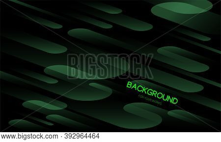 Black Abstract Background With Green Geometric Shapes Composition.