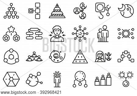 Hierarchy Icons Set. Outline Set Of Hierarchy Vector Icons For Web Design Isolated On White Backgrou