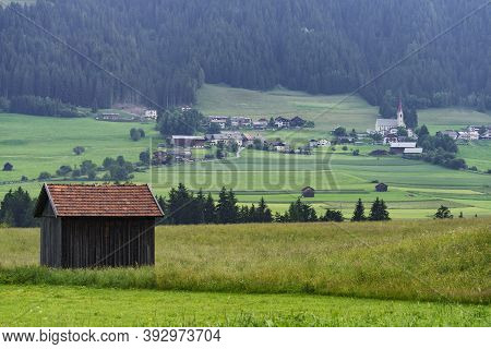 Cycleway Of Pusteria Valley, Bolzano Province, Trentino Alto Adige, Italy. Mountain Landscape At Sum