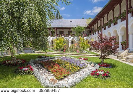 Summer Scene At Agapia Orthodox Monastery In Romania, One Of Most Important Landmark In Moldavia