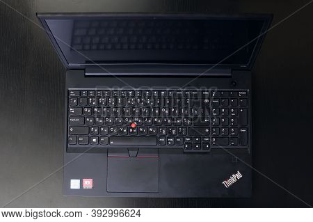 Belarus, Novopolotsk - November 02, 2020: Laptop Thinkpad On Table