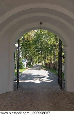 The Exit Gate From The Sanctuary Of Our Lady In Chełm In Poland In The Direction Of The Park In The 
