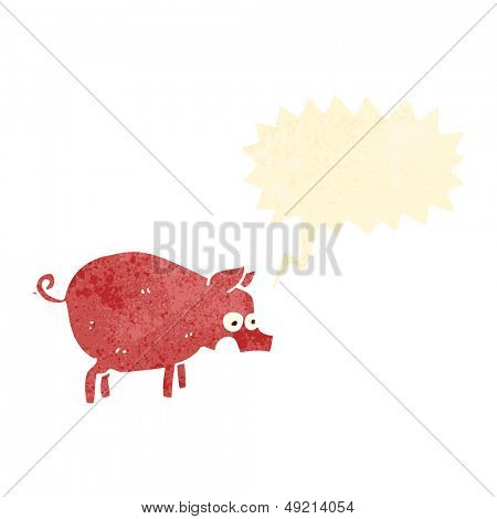 retro cartoon squealing pig