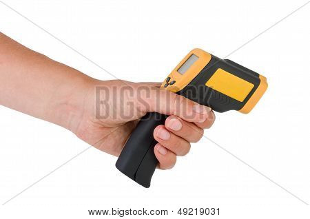 Hand hold a non-contact IR industrial thermometer