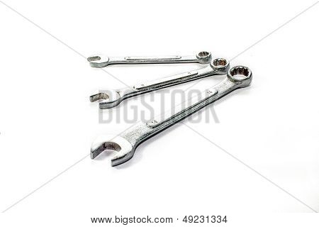 Stainless steel spanners silhouette illustration