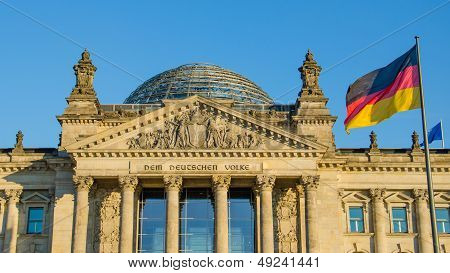 Facade of the Reichstag building in Berlin, Germany