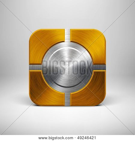 Technology App Icon with Gold Metal Texture