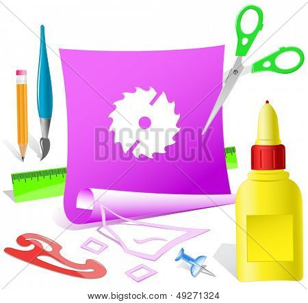 Circ saw. Paper template. Raster illustration.