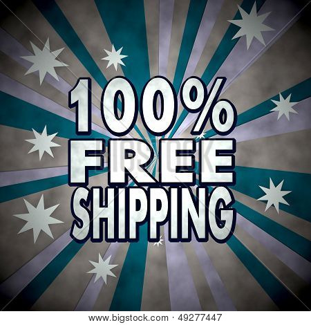 100 Percent Freeshipping Symbol  On Retro Star Background