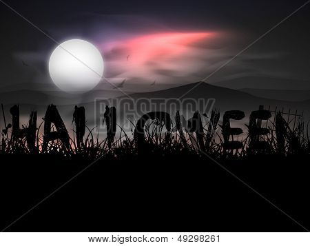 Strašidelné Halloween měsíc světlo v noci pozadí. 