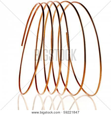 copper pipes isolated on white background 