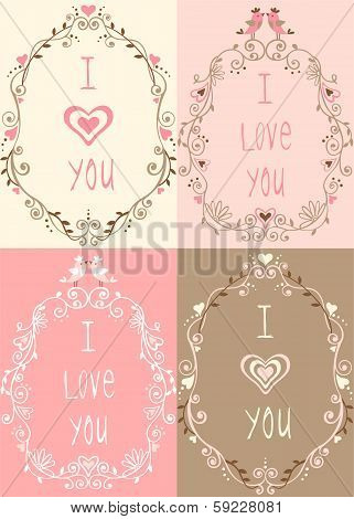 1_set Of Four Floral  Frames With Couple Of Birds And Hearts.jpg