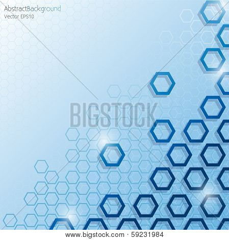 Blue Abstract Background With Hexagon