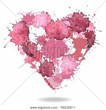 Vector illustration of a painted watercolor heart