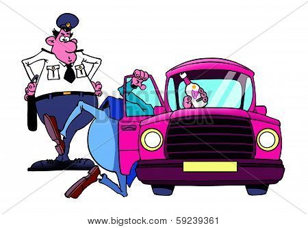 Drunk Driver And Policeman