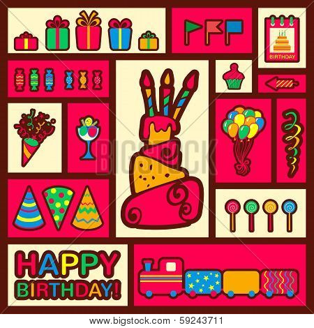 Vector happy birthday background. Greeting card