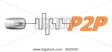 Mot orange P2P avec grise souris - câble numérique
