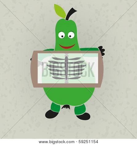 Funny Illustration - Pear And Rentgen