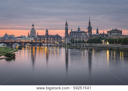 Dresden, Germany above the Elbe River at dawm/