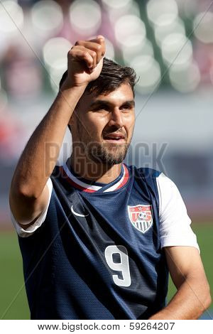 CARSON, CA. - FEB 01: USA F Chris Wondolowski #9 during the U.S. mens national team soccer friendly against Korea Republic on Feb 1st 2014 at the StubHub Center in Carson, Ca.