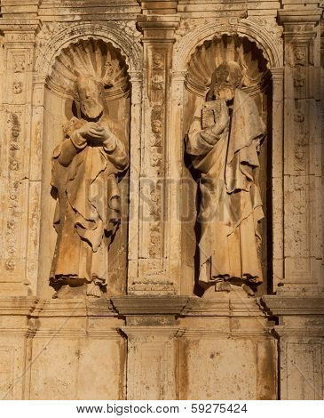 Morella in Maestrazgo castellon church details at Spain