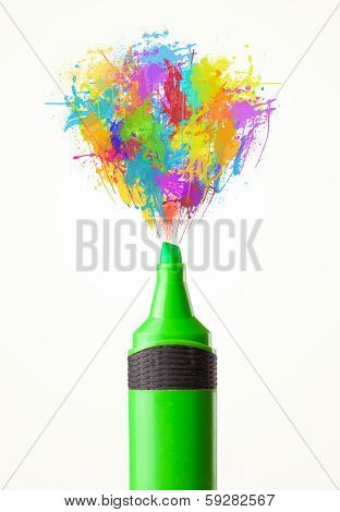 Colored paint splashes coming out of marker