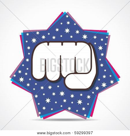 hand fist on star background