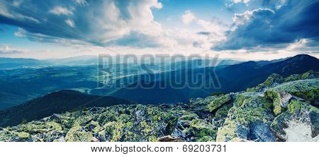 Carpathian mountain landscape panorama