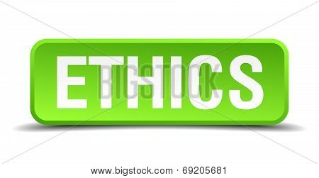 Ethics Green 3D Realistic Square Isolated Button