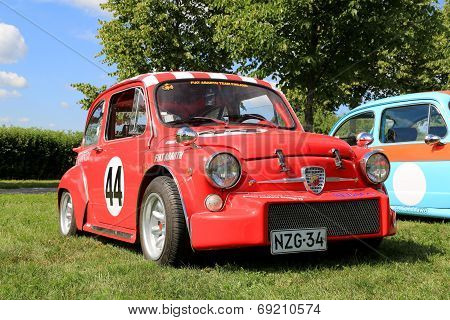Red Fiat Abarth Rally Car